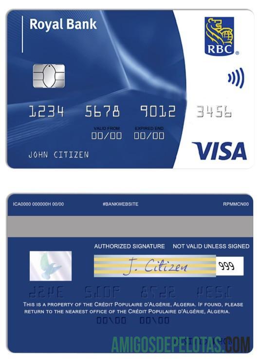 Cartão Internacional Barbados Royal Bank Visa Classic exemplo real
